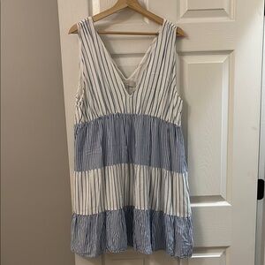 Loft Striped Blue and White Sleeveless Tunic Dress Size XL